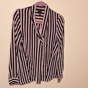 Worthington Black and White Striped Blouse